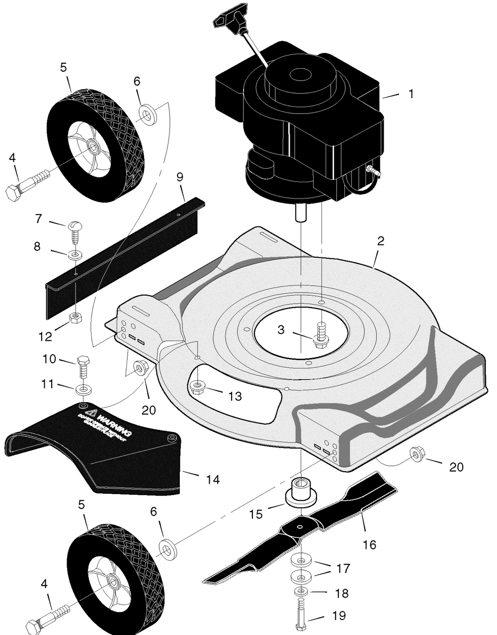 Mower Housing Assembly Diagram and Parts List for 201030X24A 2005 Briggs and Stratton Lawn Mower